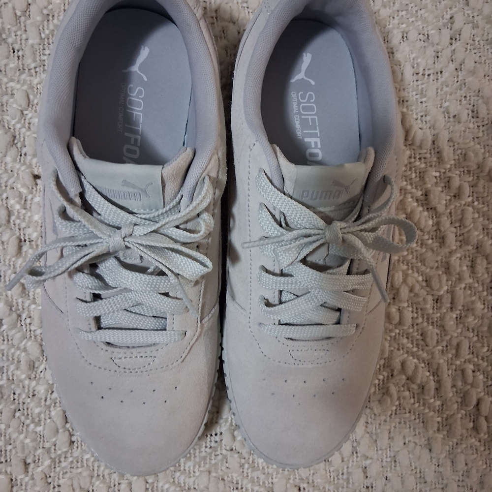 PUMA SoftFoam Light Gray Suede Sneakers